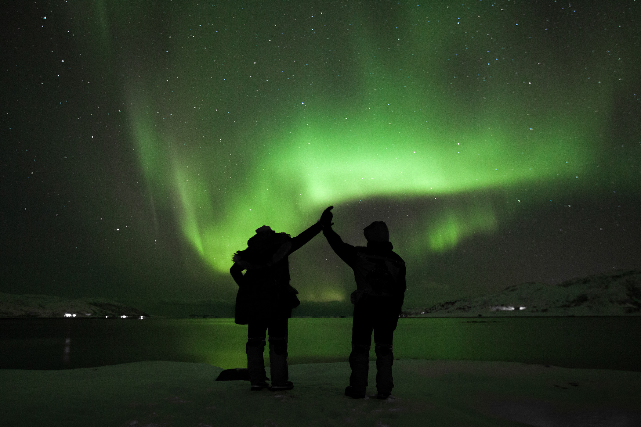 Portrait with northern lights